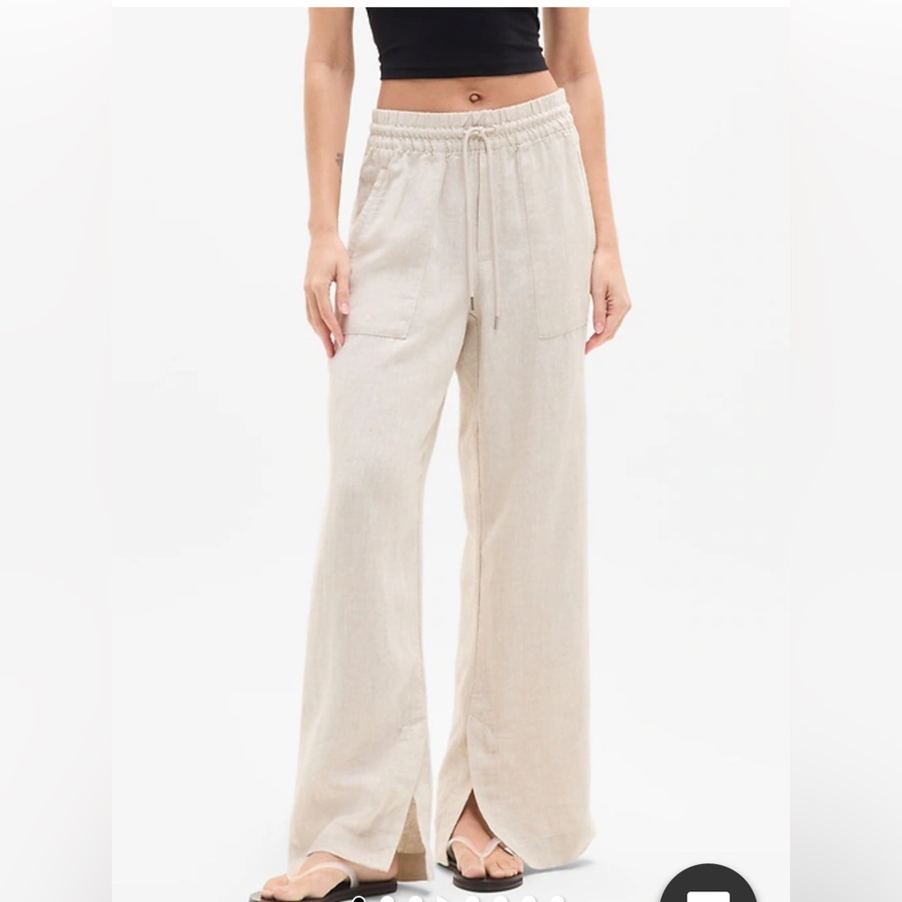 Athleta retreat wide linen pants large tall NWT